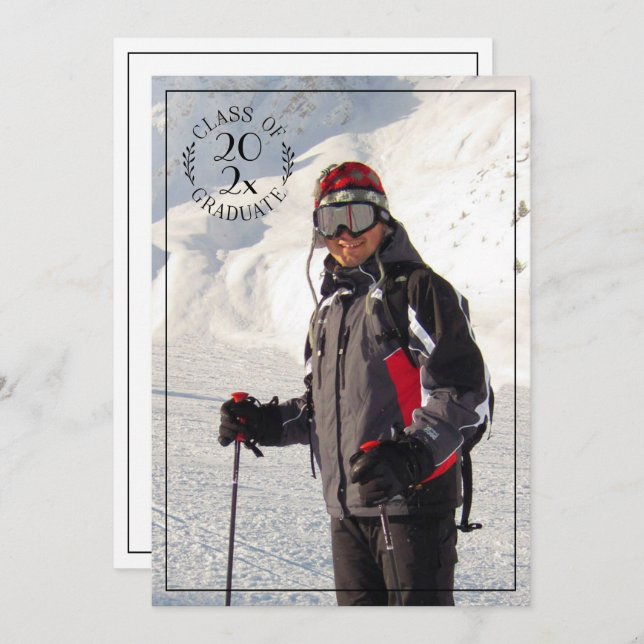 Class of Grad Photo Modern Typography Announcement (Front/Back)