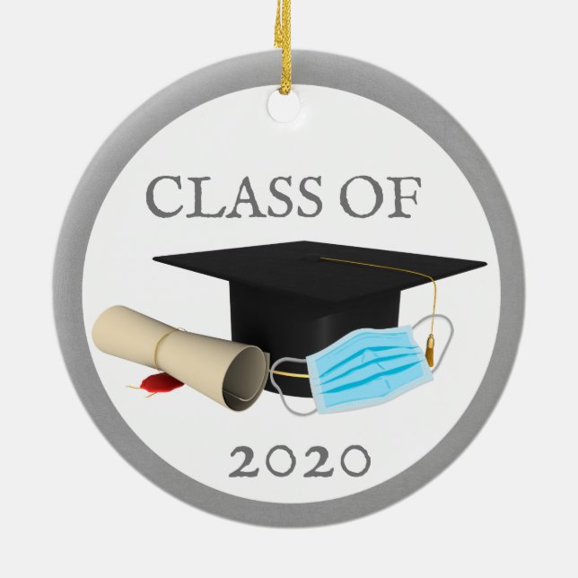 Class Of Graduate Coronavirus Mask Covid 2020 Ceramic Ornament (Back)