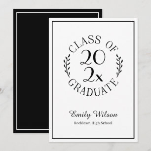 Class of Graduate Name Chic Black White Typography Announcement