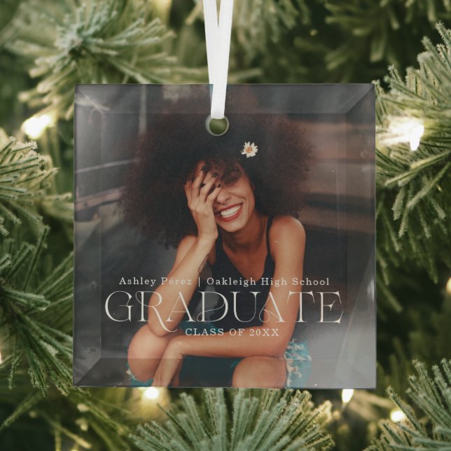 Class Of | Graduate Photo Christmas Glass Ornament (Insitu)