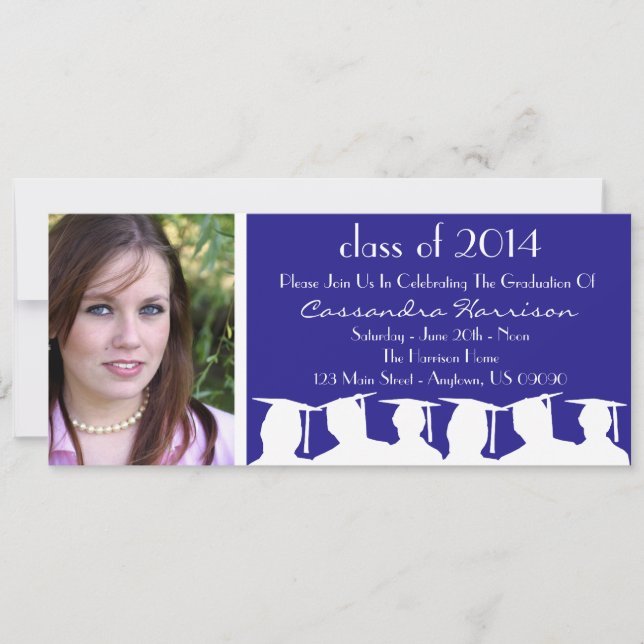Class Of Graduation Invitation (Blue Silhouette) (Front)