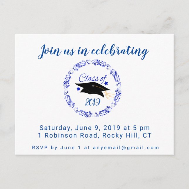 Class of Graduation Party Invitation Blue (Front)