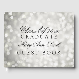 "Class Of" Graduation Party Silver Glitter Lights Guest Book