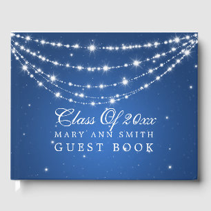 "Class Of" Graduation Party Sparkling Chain Blue Guest Book