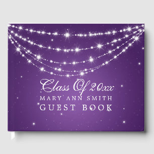 "Class Of" Graduation Party Sparkling Chain Purple Guest Book