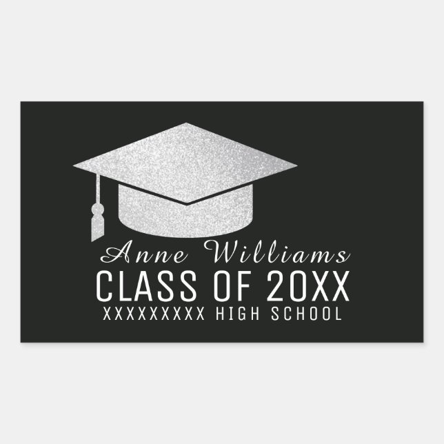 class of, graduation-sticker with grey grad hat sticker (Front)