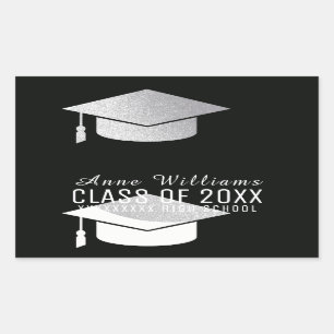 class of, graduation-sticker with grey grad hat sticker