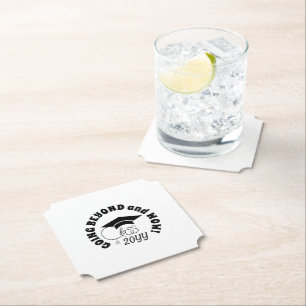 Class of-Inspirational Quote-Name-Black Paper Coaster