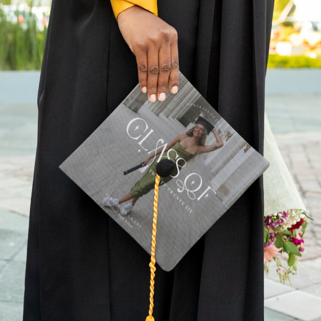 Class Of | Modern Personalized Graduation Photo Cap Topper (Creator Uploaded)