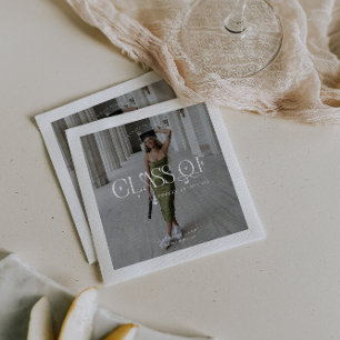 Class Of Modern Personalized Graduation Photo Napkin