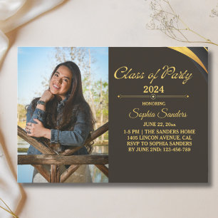 Class of Party Graduation Elegant 2 photos Invitation