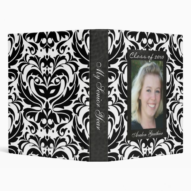 Class of Senior Damask Scroll Graduation Binder (Background)