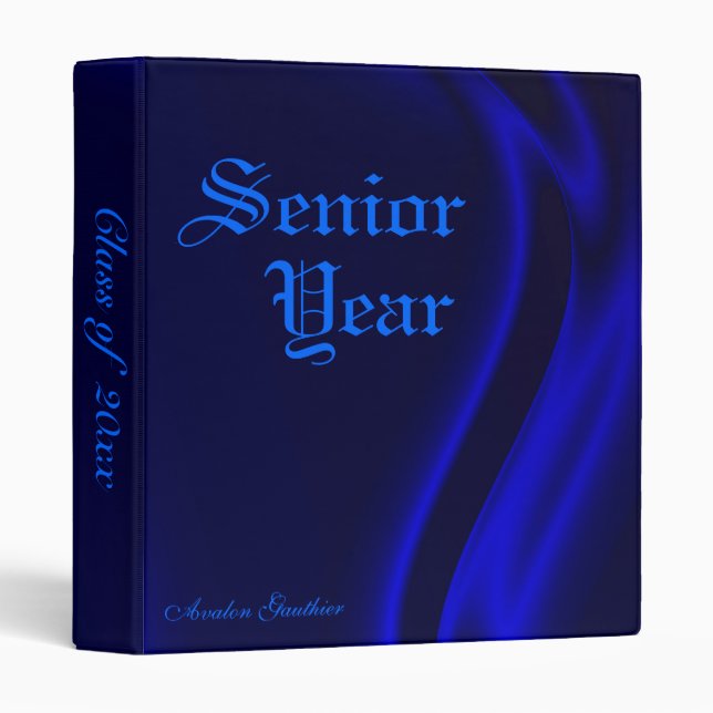 "Class Of " Senior Graduation Blue Silk Binder (Front/Spine)