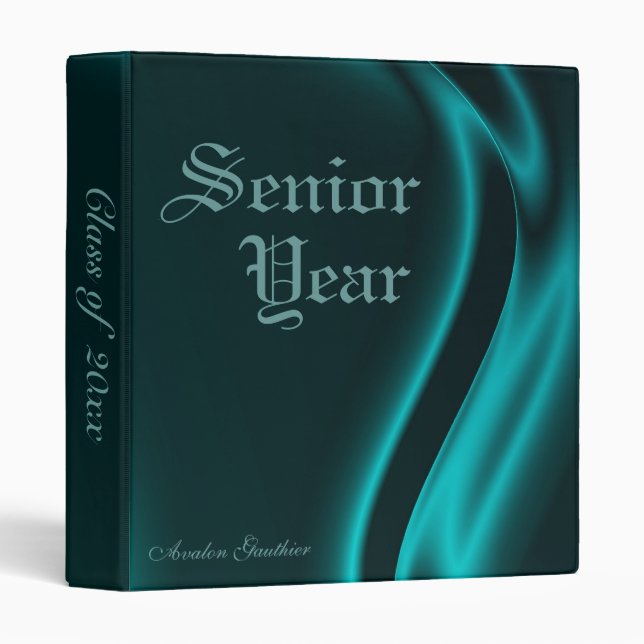 "Class Of " Senior Graduation Teal Silk Binder (Front/Spine)