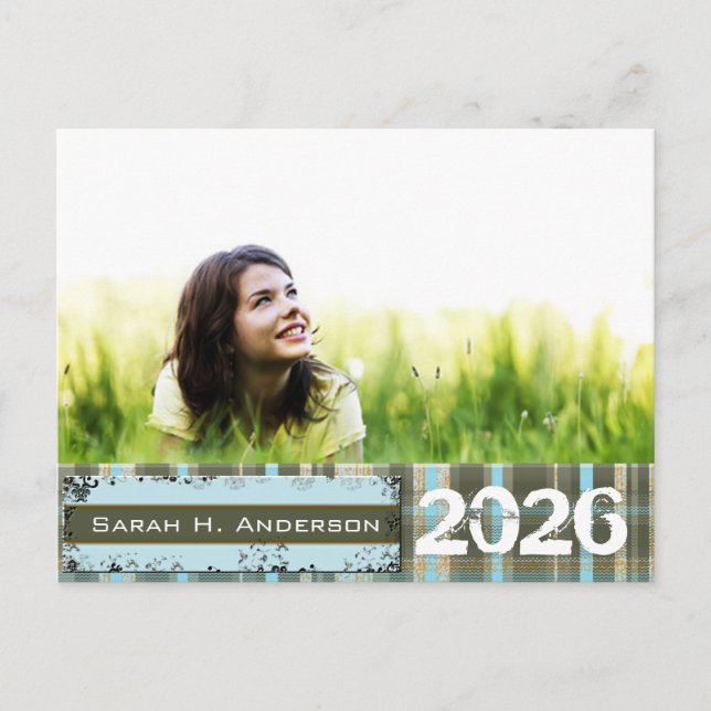 Class of Senior Photo Steam Punk Graduation Invitation Postcard (Front)