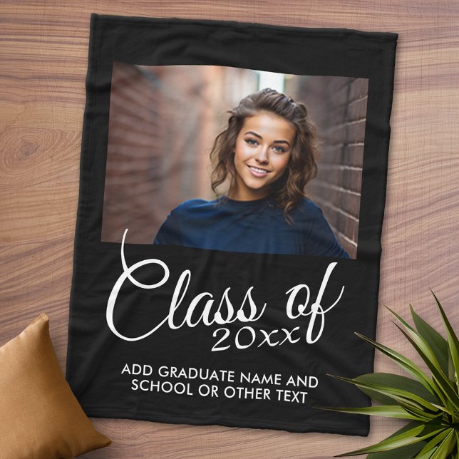 Class of with Custom Year and High School Fleece Blanket (Personalized Fleece Blanket - Add Photos and Text or Customize completely in advanced design area)