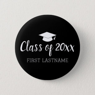 Class of Year and Name - Black Can Change Colour 2 Inch Round Button