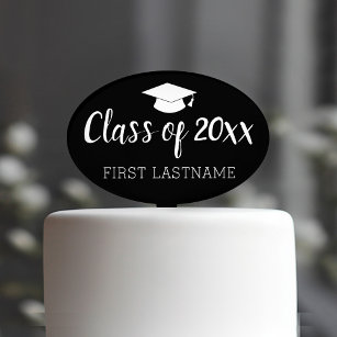 Class of Year and Name - Black Can Change Colour Cake Toppers