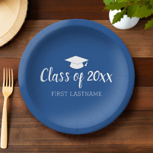 Class of Year and Name - Blue Can Change Colour Paper Plate