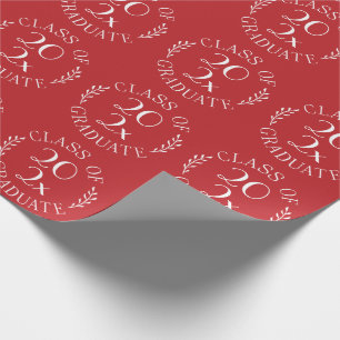 Class of Year Graduate Chic White Typography Red Wrapping Paper