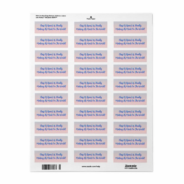 Class Of Year Making Its Mark Graduation Label (Full Sheet)