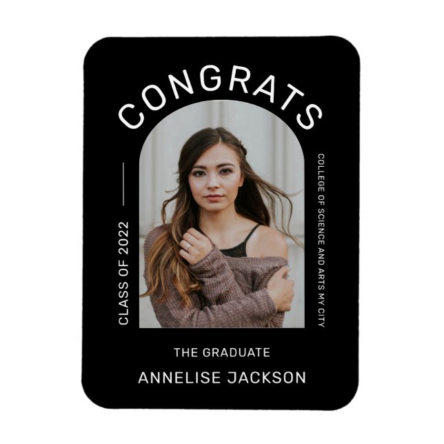 Class of year minimalist congrats graduate photo magnet (Vertical)