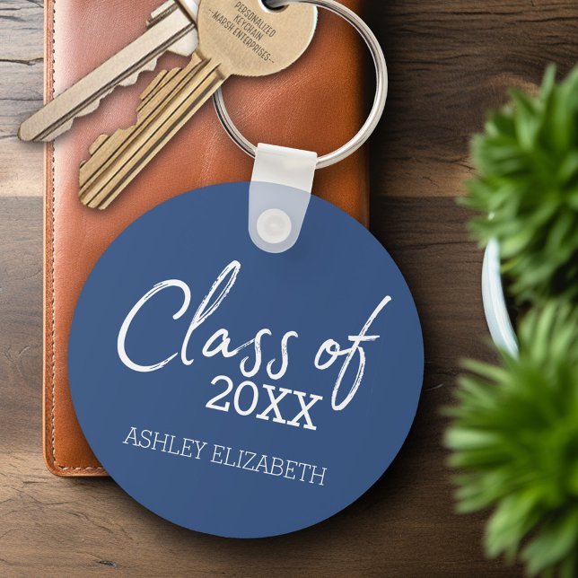 Class of YEAR - Modern Script - Graduation Party Keychain (Personalized Keychain - Graduation Party Favor)