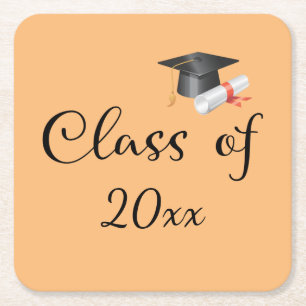 Class of Your Year Square Paper Coaster