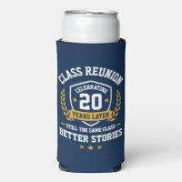 Class Reunion 20 Year Slim Can Cooler Navy Shield