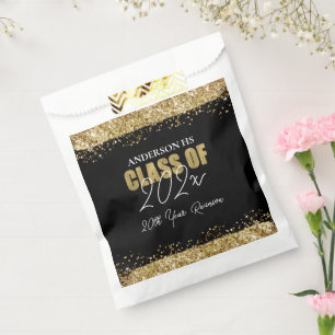 Class Reunion Black and Gold Glitter Favour Bag