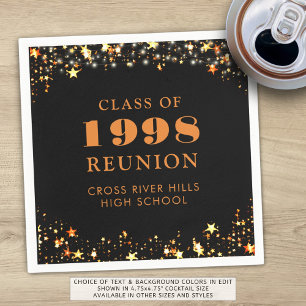 Class Reunion Black Orange Gold Personalized Napkin