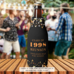 Class Reunion Black Orange Stars Personalized Bottle Cooler