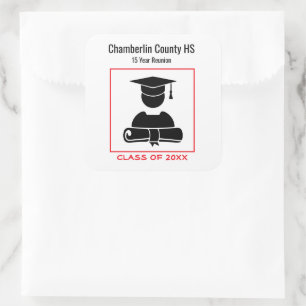 Class Reunion Black Red Custom Designed Square Sticker