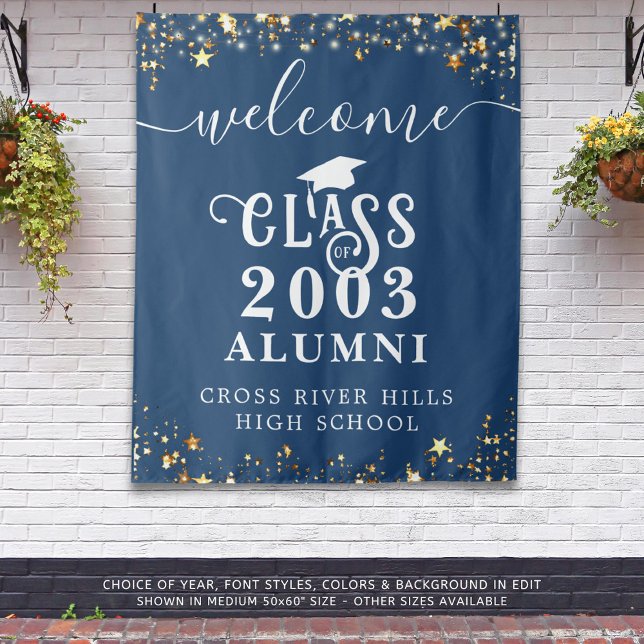 Class Reunion Blue Welcome Class Year Alumni  Tapestry (Creator Uploaded)