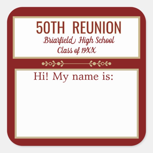 Class Reunion custom Name badge stickers (Front)