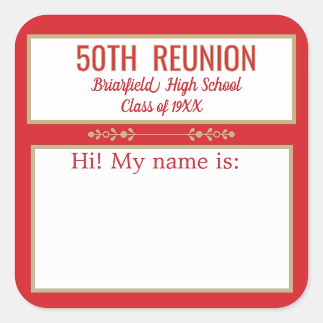 Class Reunion custom Name badge stickers (Front)