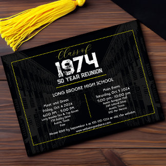 Class Reunion Elegant Black - 50 Year Reunion Invitation