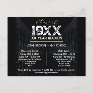 Class Reunion Elegant Black Any Year Postcard