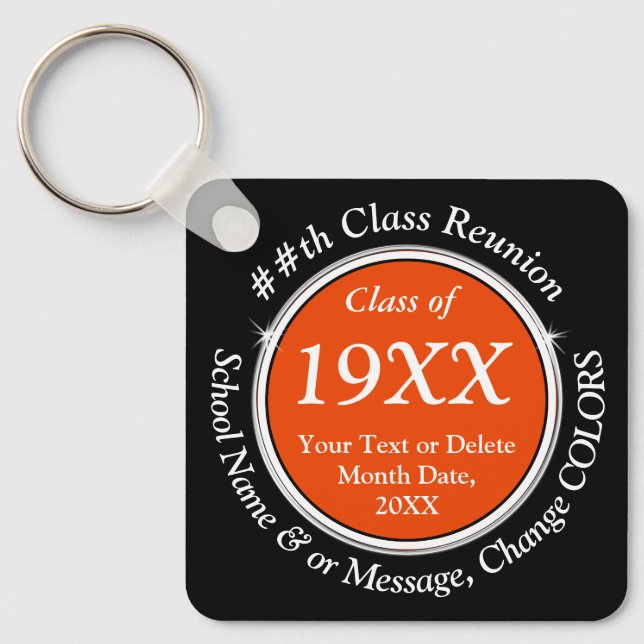 Class Reunion Favours Ideas, Change Orange, White Keychain (Front)
