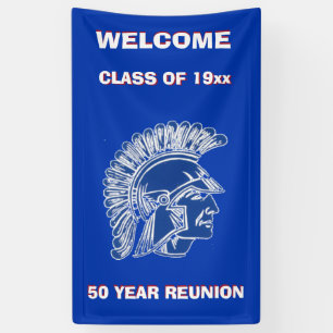 CLASS REUNION GRADUATION BLUE  TROJAN BANNER