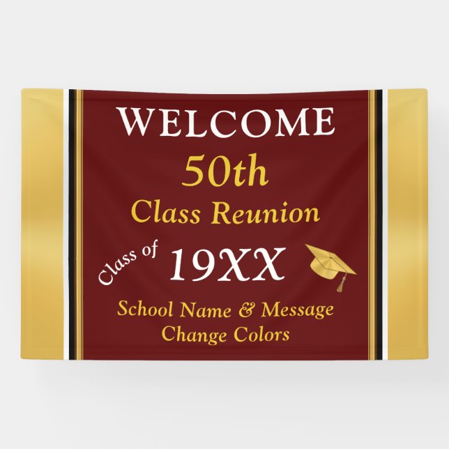 Class Reunion Ideas 50 Years, CHANGE YEAR, COLORS, Banner (Horizontal)