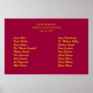 class reunion in memorium poster