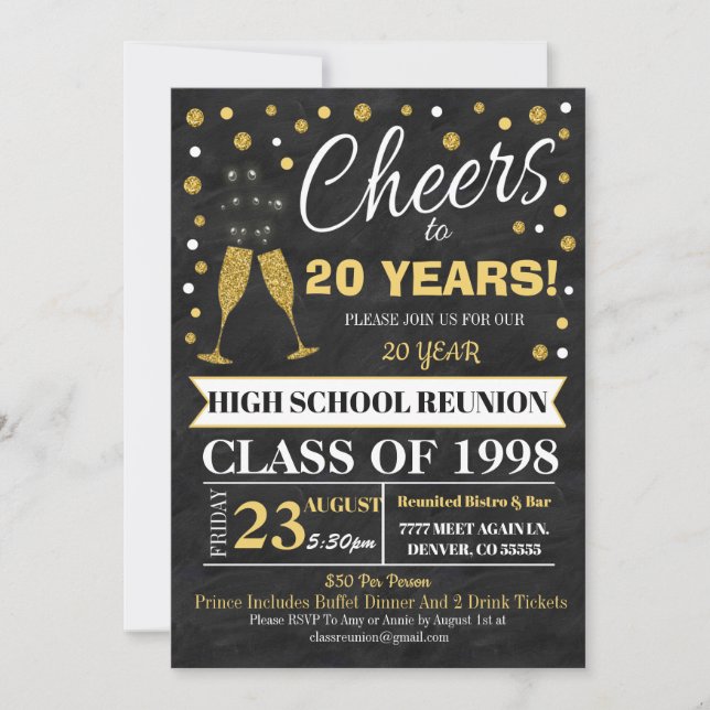 Class Reunion Invitation - faux chalkboard (Front)