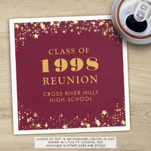 Class Reunion Maroon Gold Personalized Napkin