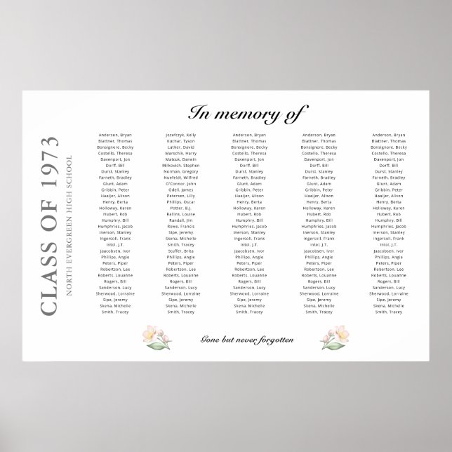 Class Reunion Memorial Up to 150 Names Poster (Front)