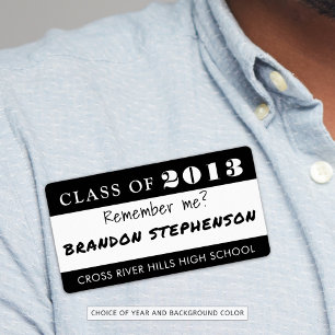 Class Reunion Name Tag Remember Me Custom Color