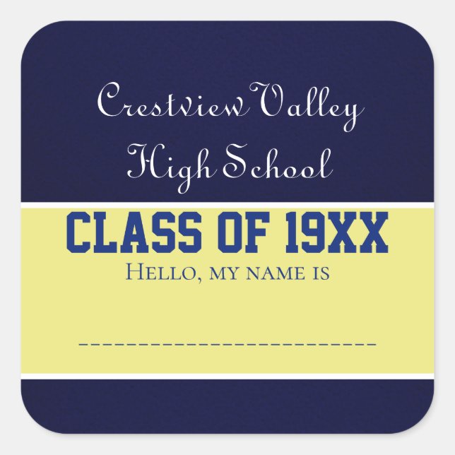 Class reunion name tag stickers! (Front)
