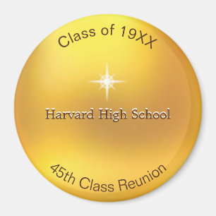 Class Reunion on Golden Gift Favour Magnet