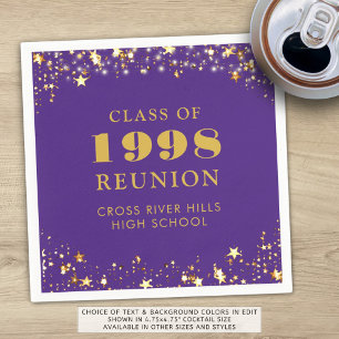 Class Reunion Purple Gold Personalized Napkin