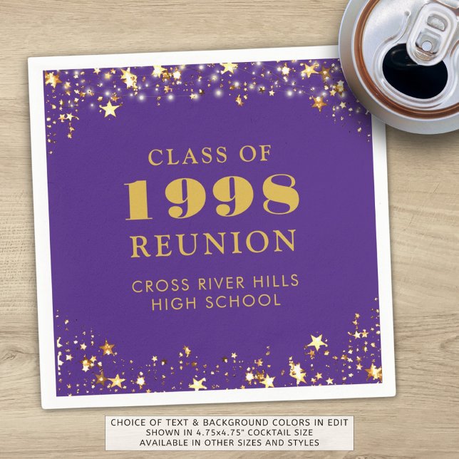 Class Reunion Purple Gold Personalized Napkin (Creator Uploaded)